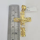 10k Gold Chain Cross Charm Solid Cuban Curb Link 5mm 18"-28" Inch DiamondCut SET