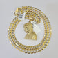 10k Solid Gold Cuban Curb Chain Jesus Head Pendant 6mm 20"-30" SET Necklace