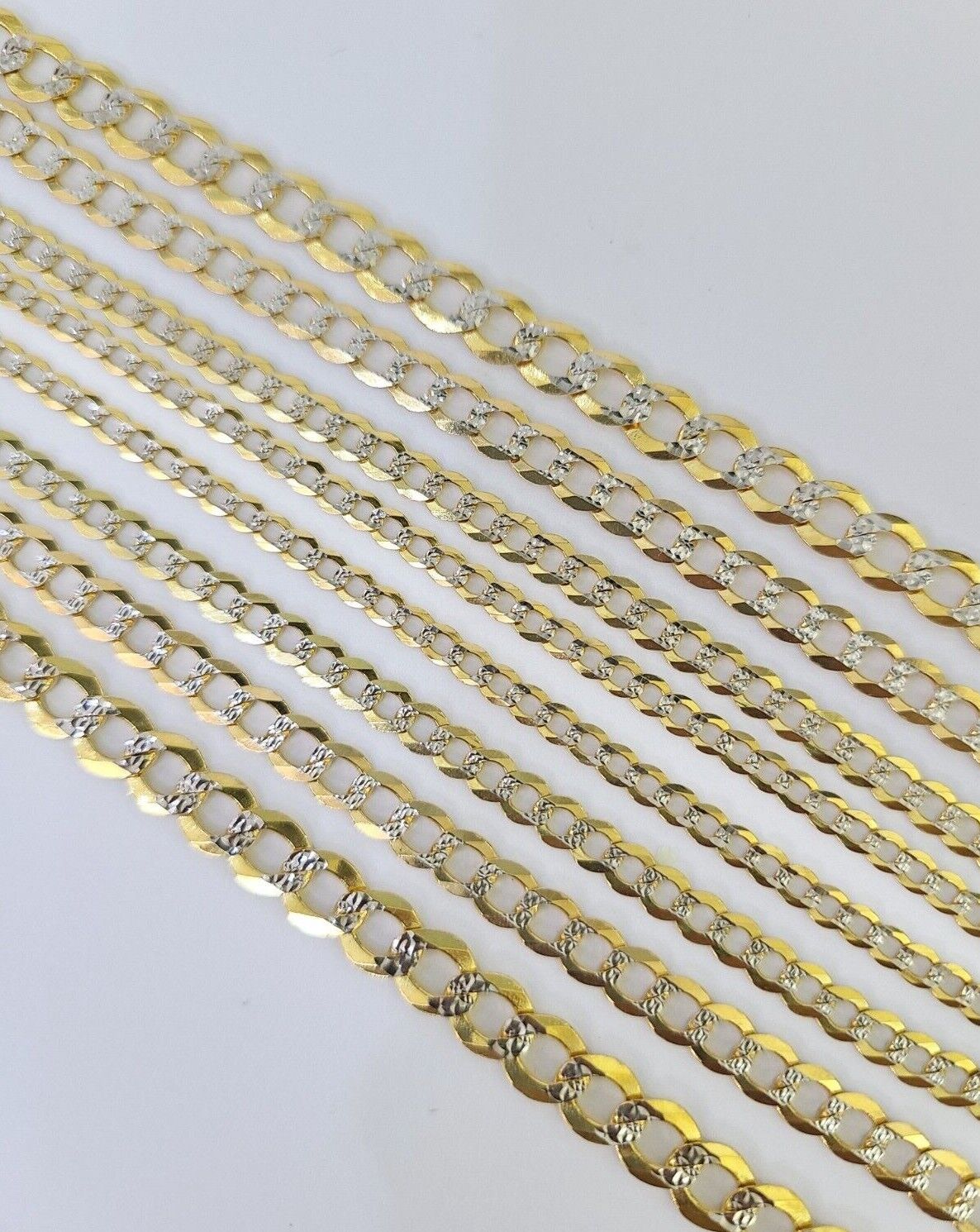 10k Gold Cuban Curb Necklace Chain 3mm-6mm 18-28 Inches 10kt Yellow Diamond Cuts