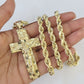 Real 10k Rope Chain Jesus Cross Charm Set 7mm 20"-28" Inch Necklace Yellow Gold