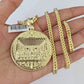 10K Franco Chain Last Supper Pendant Charm Necklace 20"-28" 4mm Yellow Gold SET