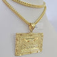 10K Franco Chain Last Supper Pendant Charm Necklace 20"-28" 4mm Yellow Gold SET