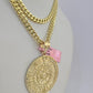 14k Chain Mayan Calendar Charm Set Miami Cuban Link 5mm 18"-30" Necklace Pendant