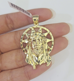 Real 10K Jesus Head Pendant Charm Yellow Gold Genuine 1.5"-2"