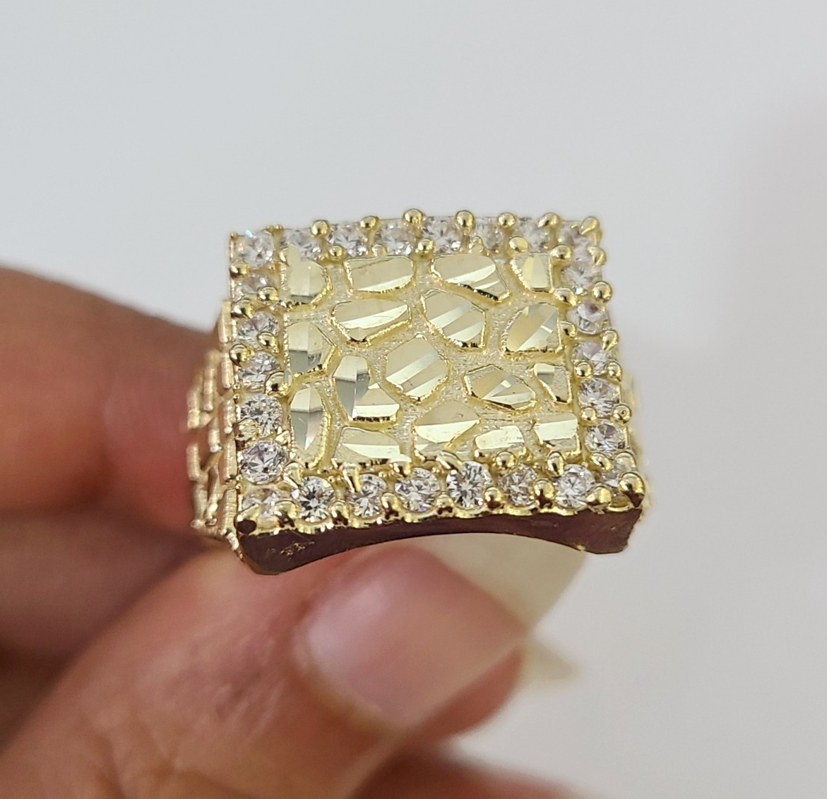 Real 10k Nugget Ring Yellow Gold Women Men Genuine 10Kt