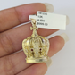 10K Imperial Crown Charm Pendant Real Yellow Gold 1.5" Inch 10kt (Resized 5mm)