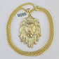 10K Franco Chain Lion Pendant Charm Necklace 20"-28" 4mm Gold SET Yellow