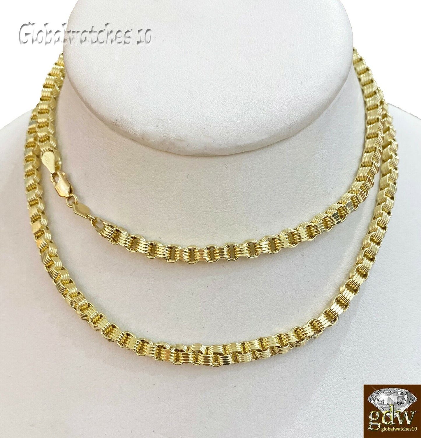 10k Yellow Gold Byzantine Chain Necklace 20 22 24 26 Inch Lobster Lock chino