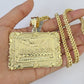 10K Franco Chain Last Supper Pendant Charm Necklace 20"-26" 5mm Yellow Gold SET