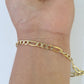 Real 14k Figaro link Bracelet Yellow Gold 4mm 9" Inch Men women Genuine