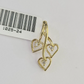 10K Real Hearts Charm Pendant Gold 10kt Genuine Yellow