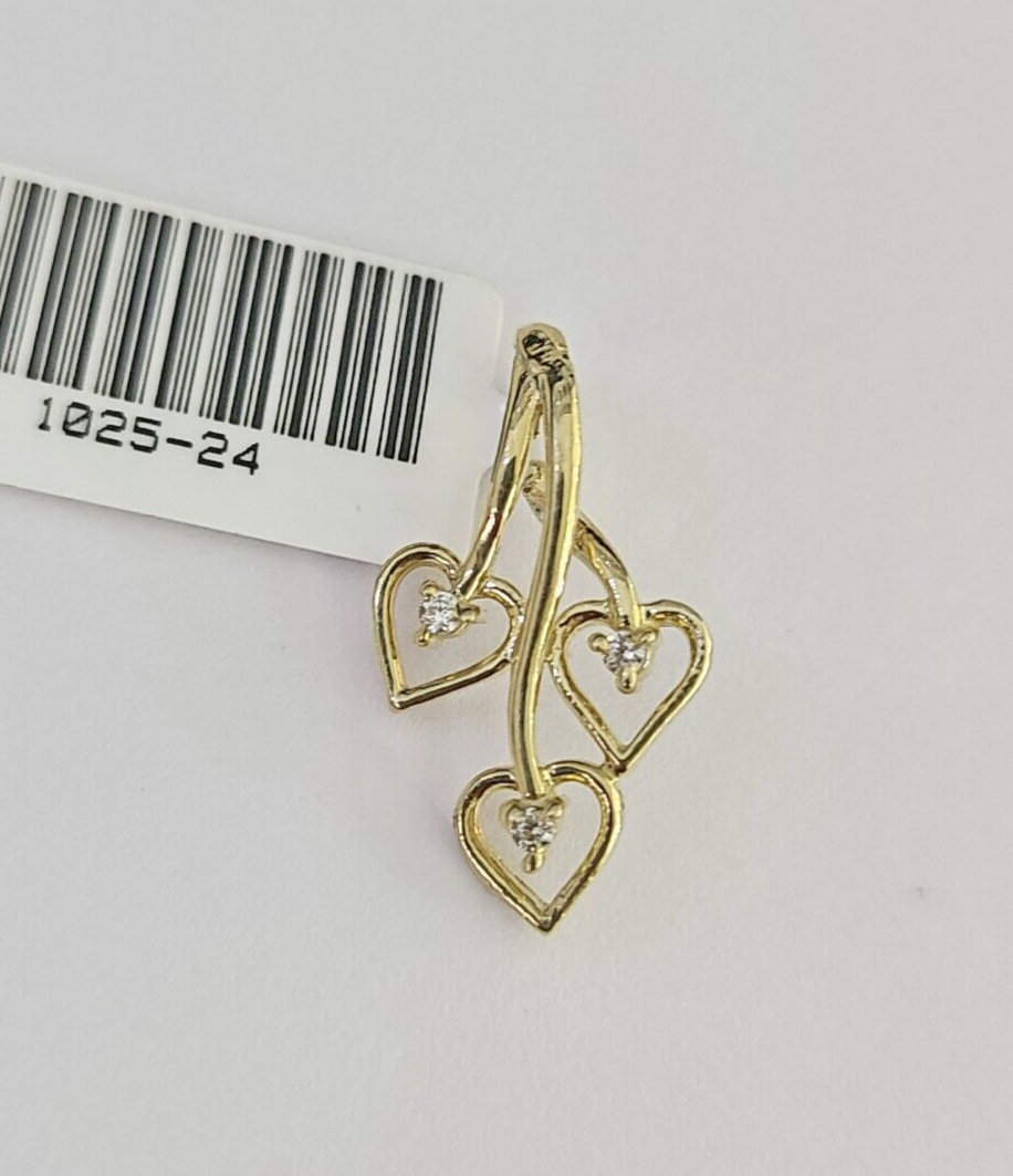 10K Real Hearts Charm Pendant Gold 10kt Genuine Yellow