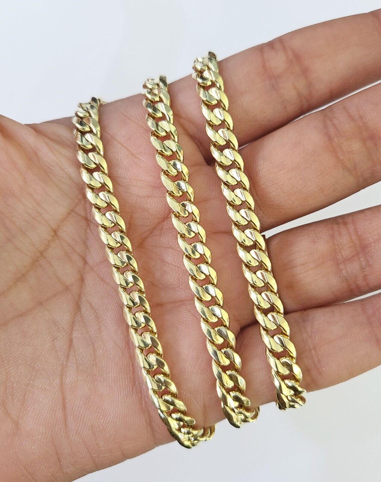 Real 14K Gold Miami Cuban Link Chain Necklace 22 inch 6mm Mens Hollow DISCOUNT