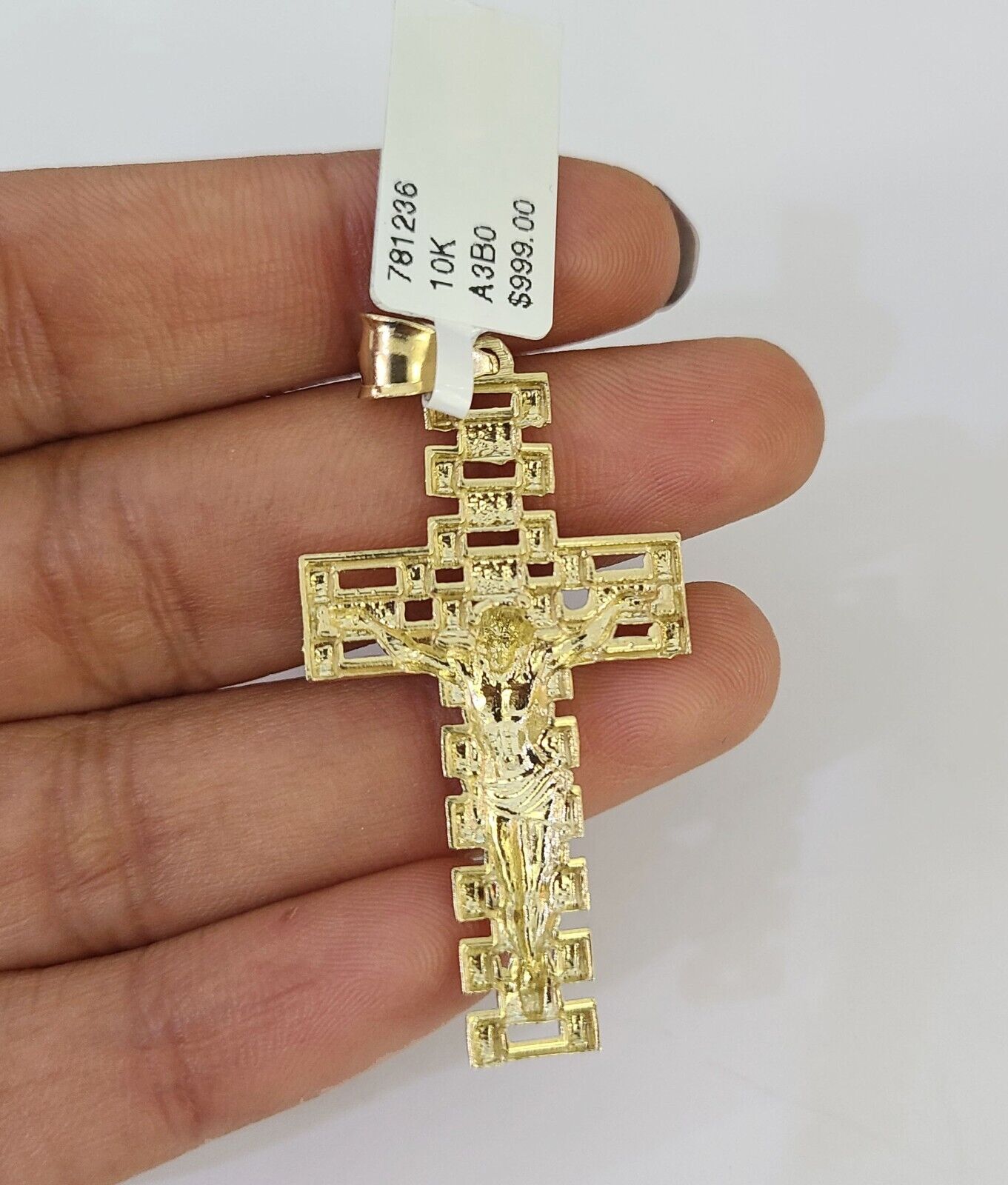 10K Franco Chain Jesus Cross Pendant Charm Necklace 20"-26" 3mm Gold Yellow SET