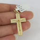 10k Solid Rope Chain 2mm Jesus Crucifix Cross Pendant Charm Necklace SET 18-24"