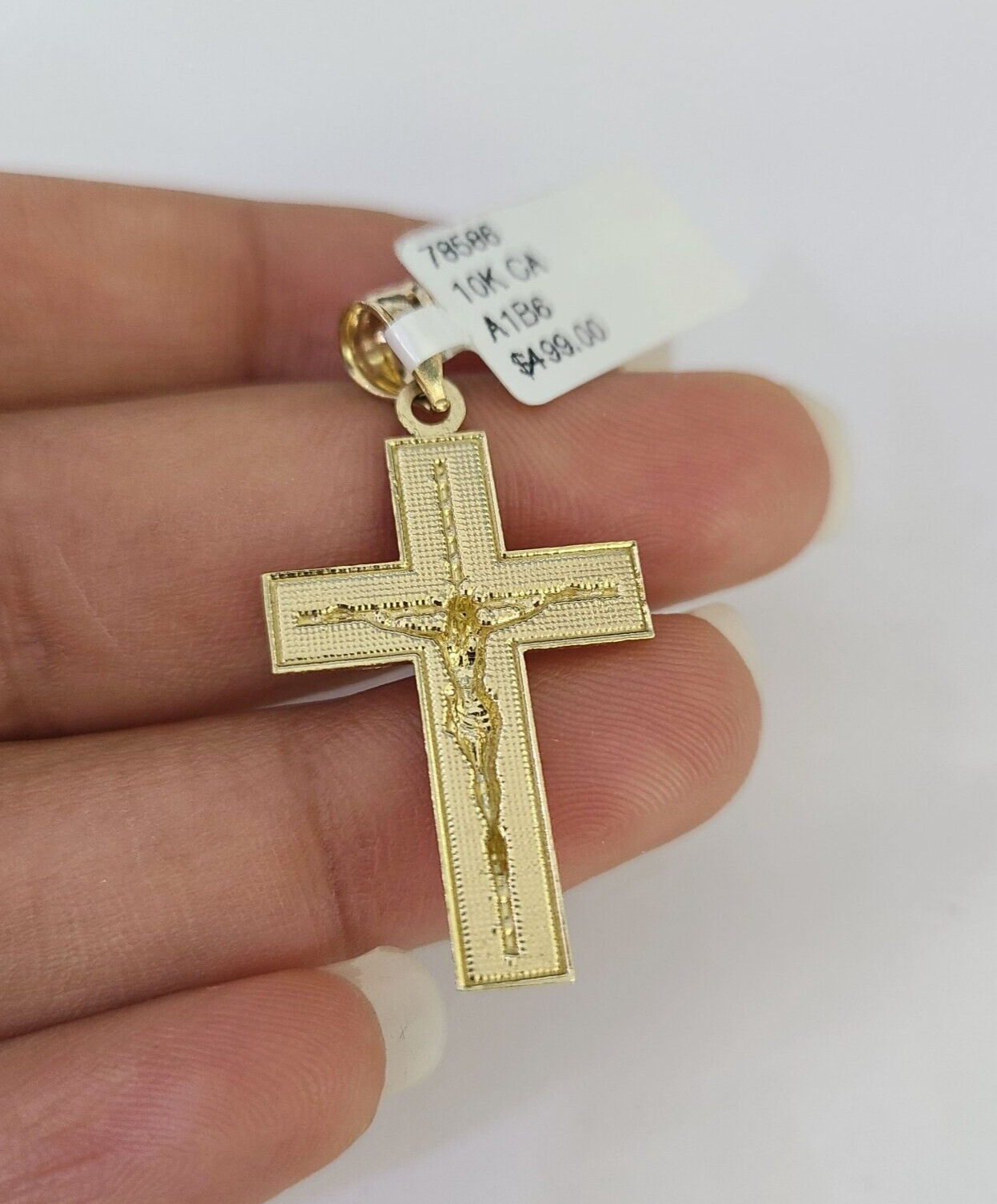 10k Solid Rope Chain 2mm Jesus Crucifix Cross Pendant Charm Necklace SET 18-24"