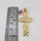 14k Miami Cuban Chain Nugget Cross Charm Pendant 3mm 18"24" inch SET Necklace