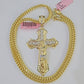 14K Franco Chain Jesus Cross Pendant Charm Necklace 20"-26" 4mm Gold Yellow