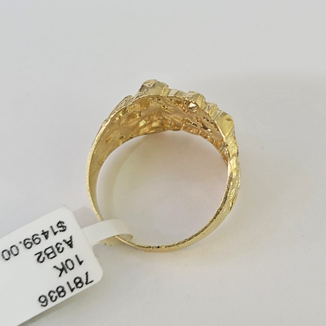 10k Nugget Ring Yellow Gold Women Men Real Genuine