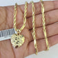 10k Milano Rope Chain Heart Charm Necklace SET 3mm 18" 20" 22" 24" Pendant