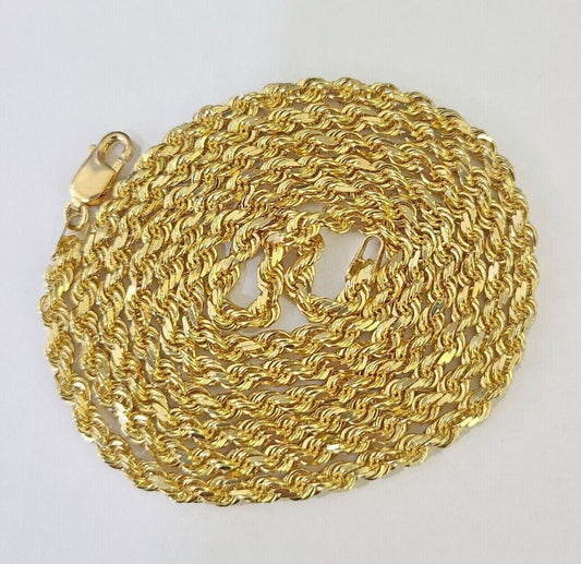 18k Real Solid Rope Chain Yellow Gold 3mm 18"-26" Inch Genuine 18kt Necklace