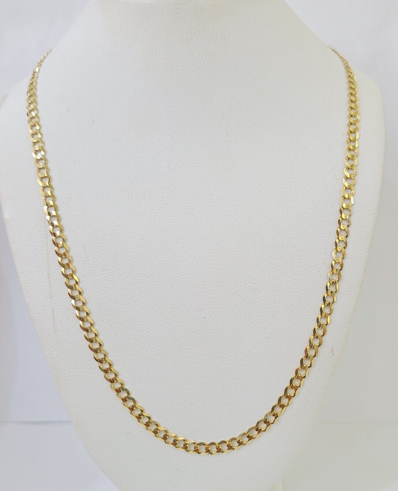 Real 10k Yellow Gold Cuban Curb Link chain 4mm 18-26Inch SOLID Necklace DISCOUNT