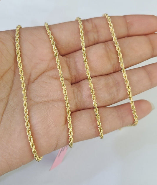 18k Real Solid Rope Chain Yellow Gold 2mm 16"-24" Inch Genuine 18k