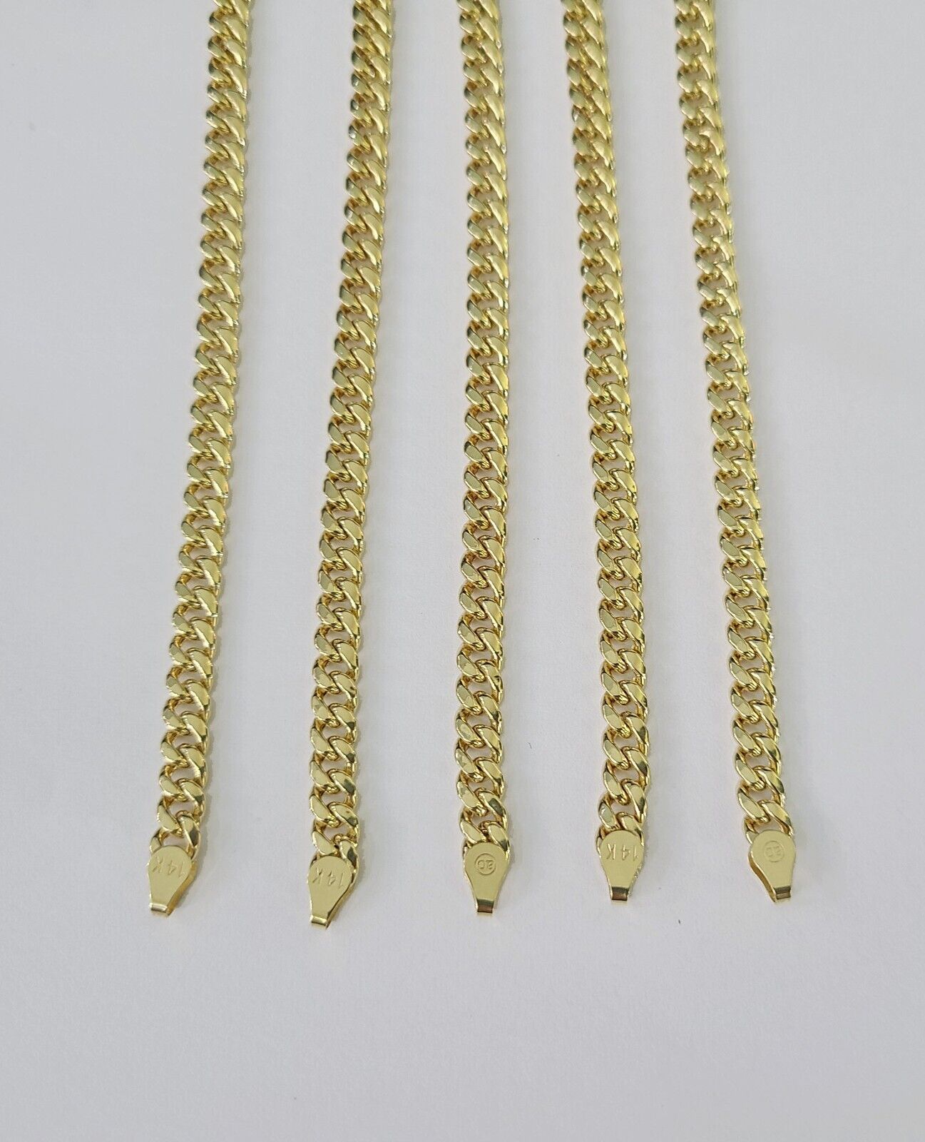 14k Gold 5mm Miami Cuban Link Chain Yellow Gold Necklace 18"-30" Inches Real