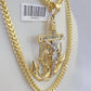 14K Franco Chain Jesus Anchor Pendant Charm Necklace 20"-26" 4mm Gold