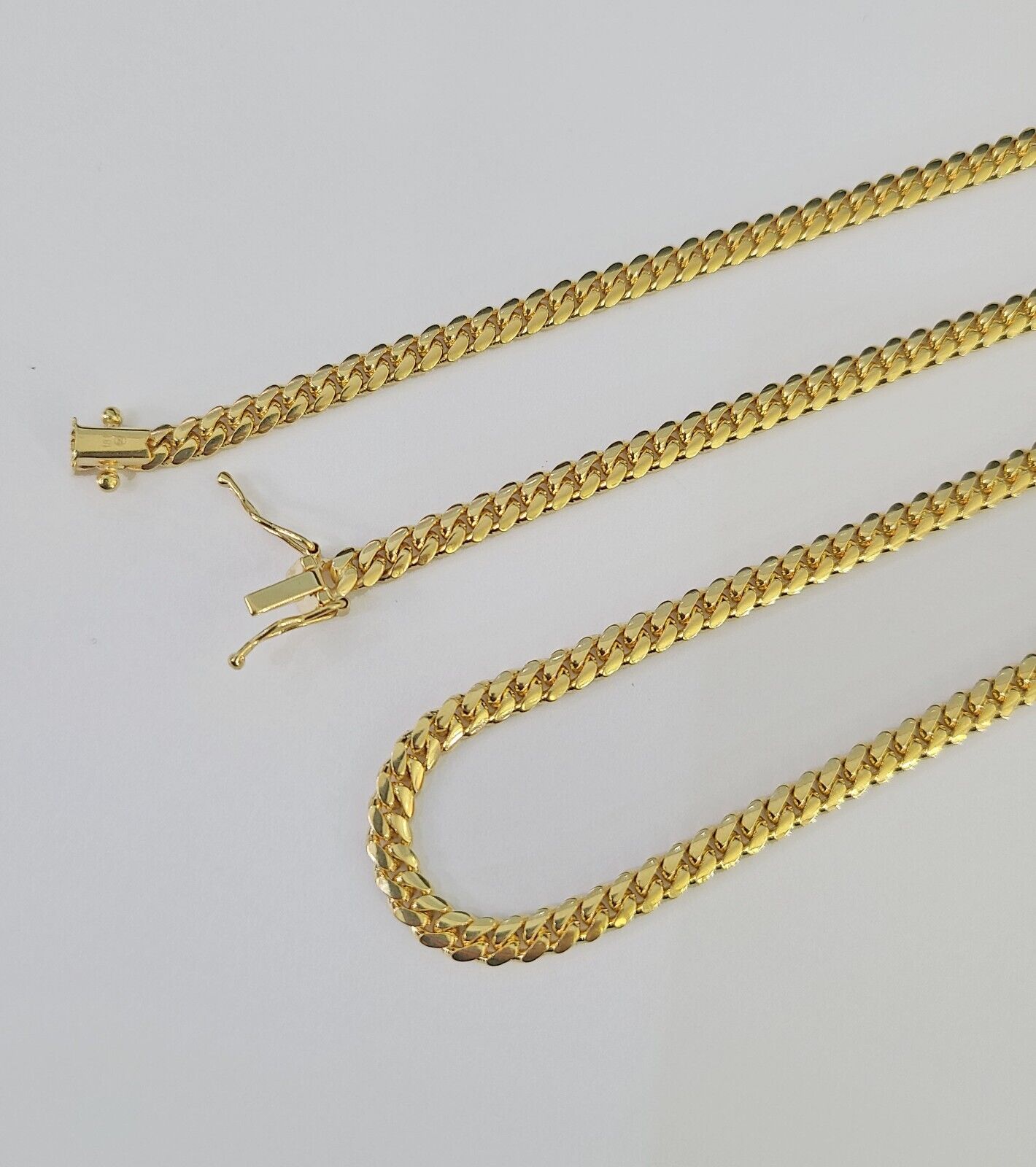 18k Solid Miami Cuban Necklace Chain Yellow Gold 4mm 18" 20" 22" 24" Inch Real