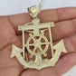 10K Franco Chain Jesus Anchor Pendant Charm Necklace 20"-28" 4mm Yellow Gold SET