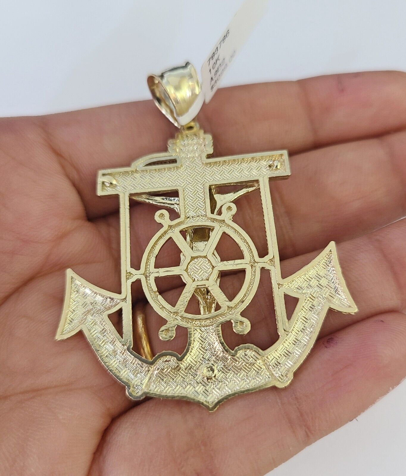 10K Franco Chain Jesus Anchor Pendant Charm Necklace 20"-28" 4mm Yellow Gold SET