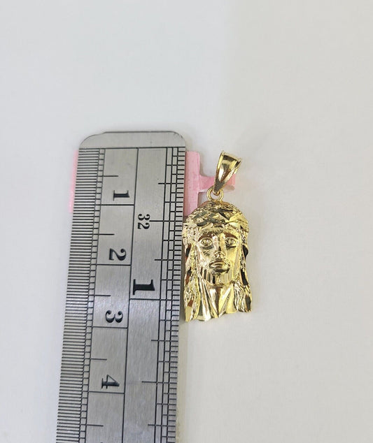 Real 14k Rope Chain Jesus Head Charm Set Yellow Gold 3mm 18-30" Necklace Pendant