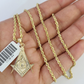 10k Solid Rope Chain 2mm Masonic Pendant Charm Necklace SET 18-22" Ladies Yellow