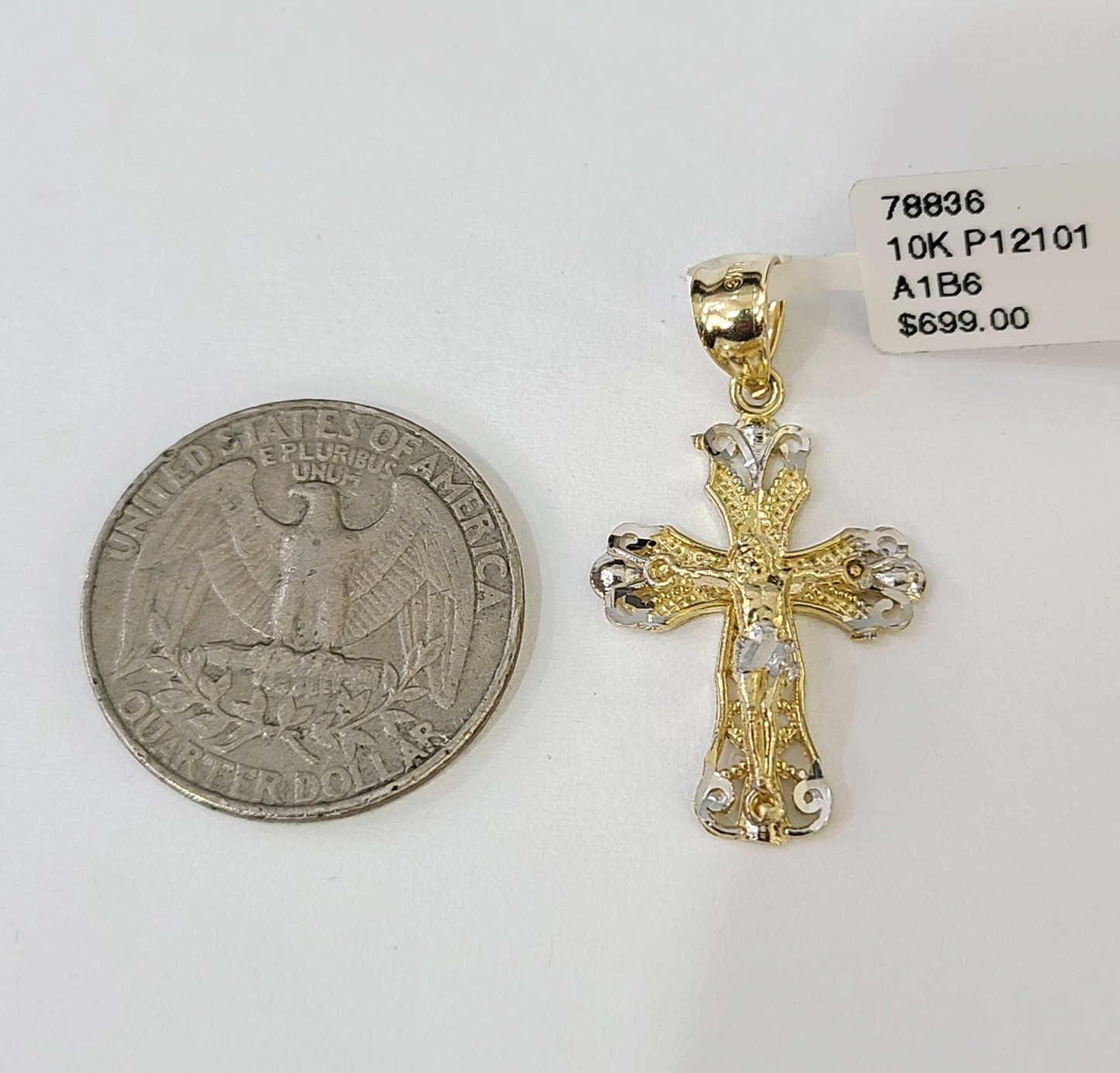 Real 10K Jesus Cross Pendant Crucifix Yellow Gold Charm Genuine