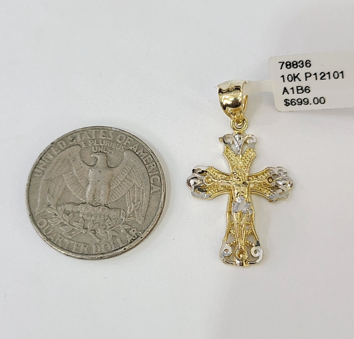 Real 10K Jesus Cross Pendant Crucifix Yellow Gold Charm Genuine