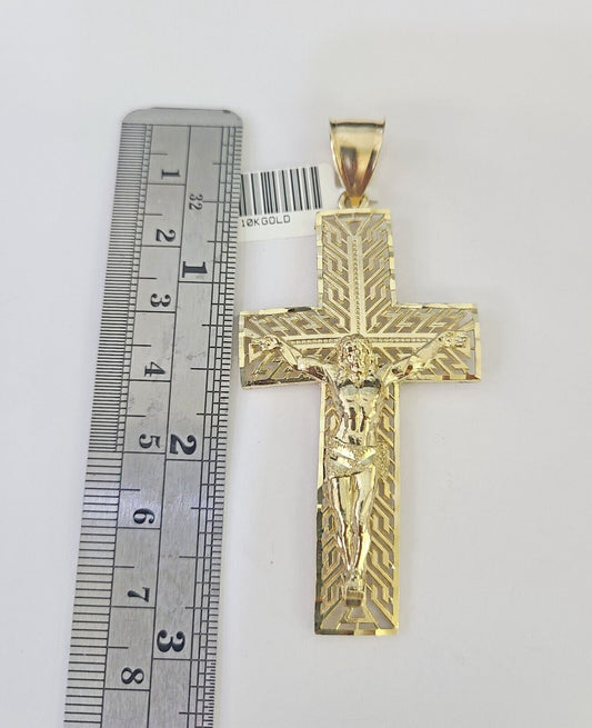 10K Franco Chain Jesus Cross Pendant Charm Necklace 20"-26" 5mm Gold SET Yellow