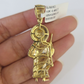 Real 10K Diamond St Jude Charm 2" Yellow Gold Pendant Genuine Real