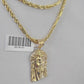 10k Milano Rope Chain Jesus Head Charm Necklace SET 3mm 18" 20" 22" 24"