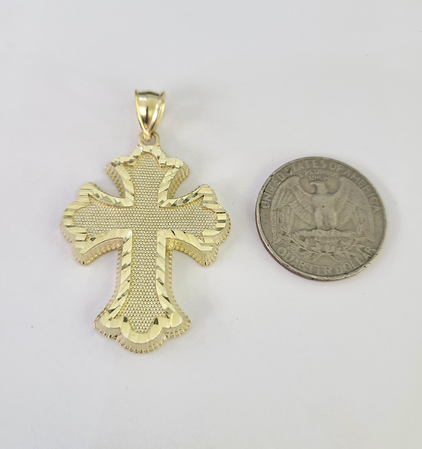 10k Jesus Cross Charm Miami Cuban Chain Pendant Set 5mm 18"28" Necklace Gold