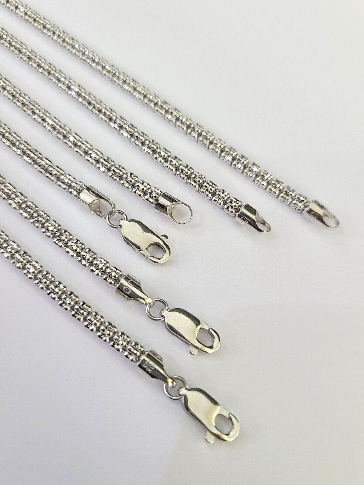 10k White Gold Iced Chain 3.5mm Diamond Cut Necklace 20" 22" 24" 10Kt