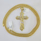 10K Franco Chain Jesus Cross Pendant Charm Necklace 20"-26" 5mm Gold Yellow SET