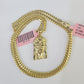 Real 14k Solid Chain Jesus Head Charm Set Miami Cuban 3mm Necklace Pendant