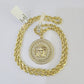 Real 10k Yellow Gold Rope Chain Head Charm Set 4mm 18"-26"Inch Necklace