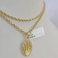 10k 2.5mm Rope Chain Crown Pendant 18"-30" Yellow Gold Set Charm Necklace