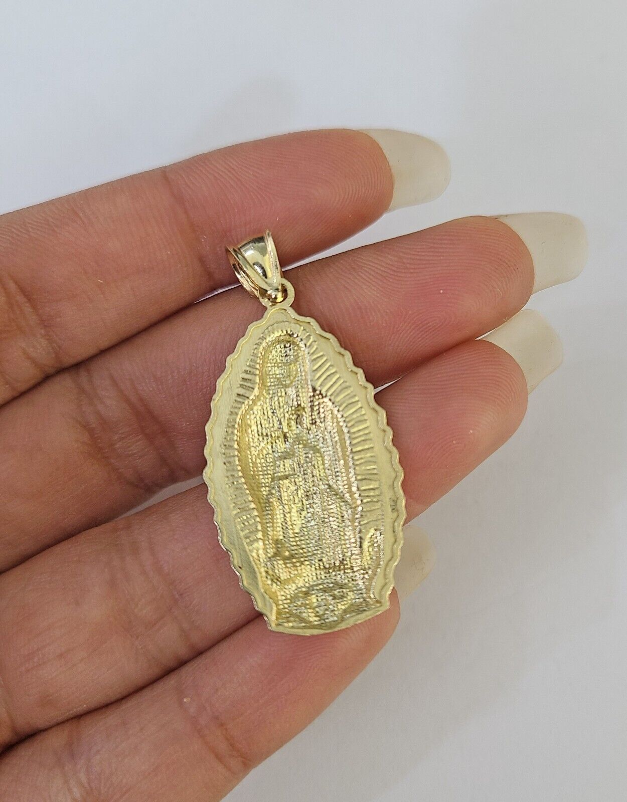 10k Miami Cuban Chain Virgin Mary Charm Set 4mm 18"-28" Necklace Yellow Gold