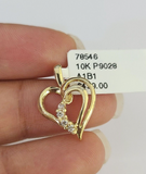 Solid 10K Gold Heart Charm Pendant Gold 10kt Yellow Gold Genuine For Ladies / Women