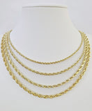 Real 14k Gold Rope Chain Necklace 3mm-6mm 20"-26" Inch Men Women Yellow 14kt