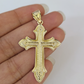 10k Gold Chain Jesus Cross Charm Pendant Cuban Curb Link 5mm 18"-28" Inch SET