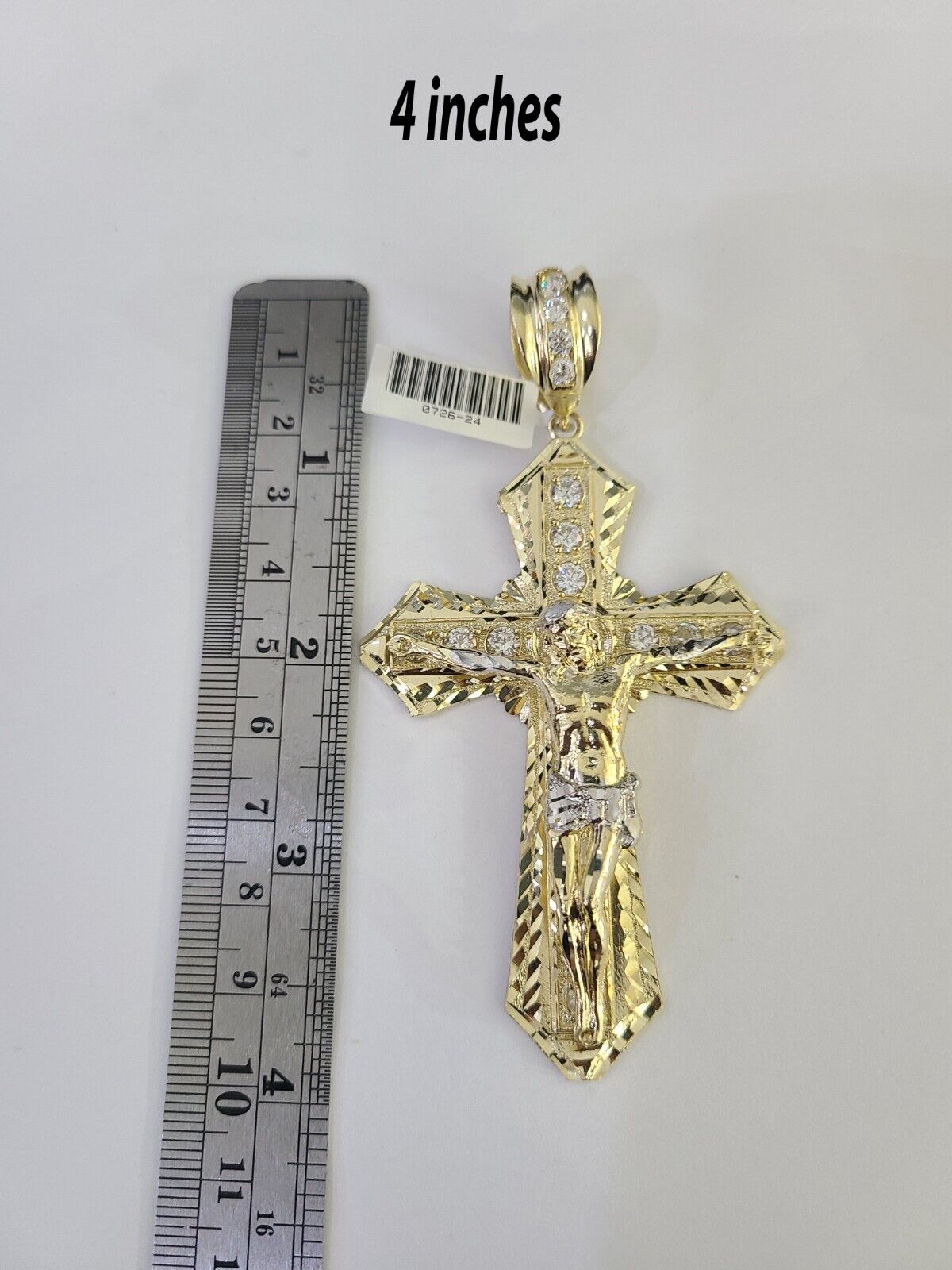 14k Jesus Cross Charm Pendant Yellow Gold Men Women 4" 3" 2"